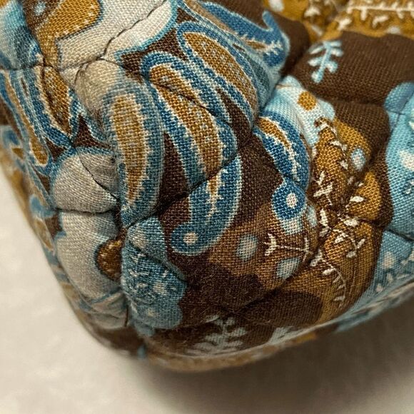 Vera Bradley Brown & Blue Floral Print Cloth Shoulder Bag / Handbag / Purse - Picture 9 of 10